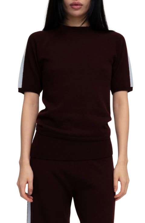 Wool & Cashmere Raglan Short Sleeve Top