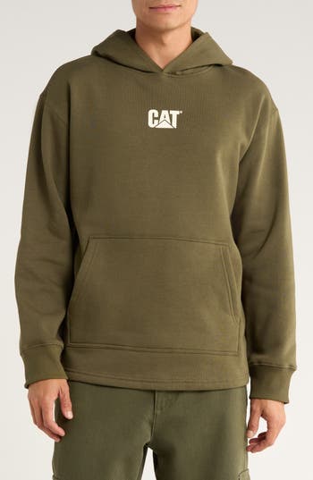 Cat Wwr Crop Logo Graphic Hoodie In Green