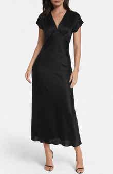 bebe Crepe Satin V-Neck Maxi Dress