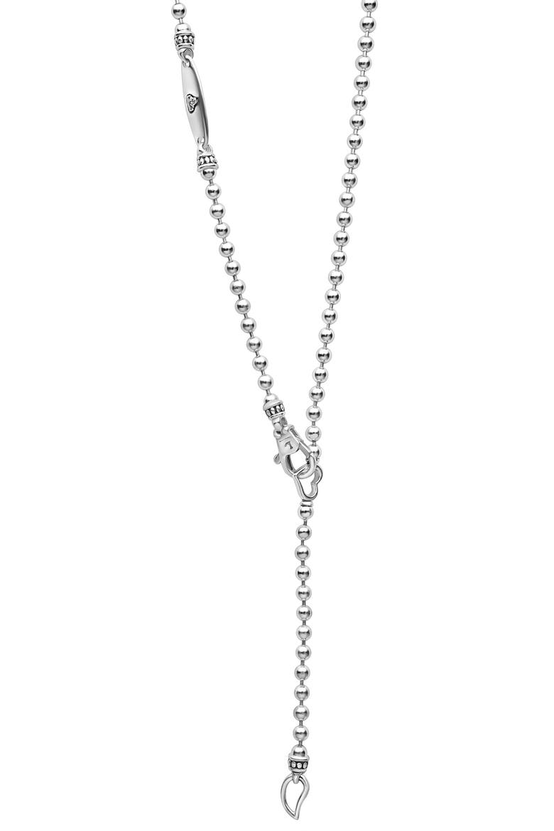 Signature Caviar Two-Tone Interlocking Diamond Pendant Necklace, Alternate, color, SILVER