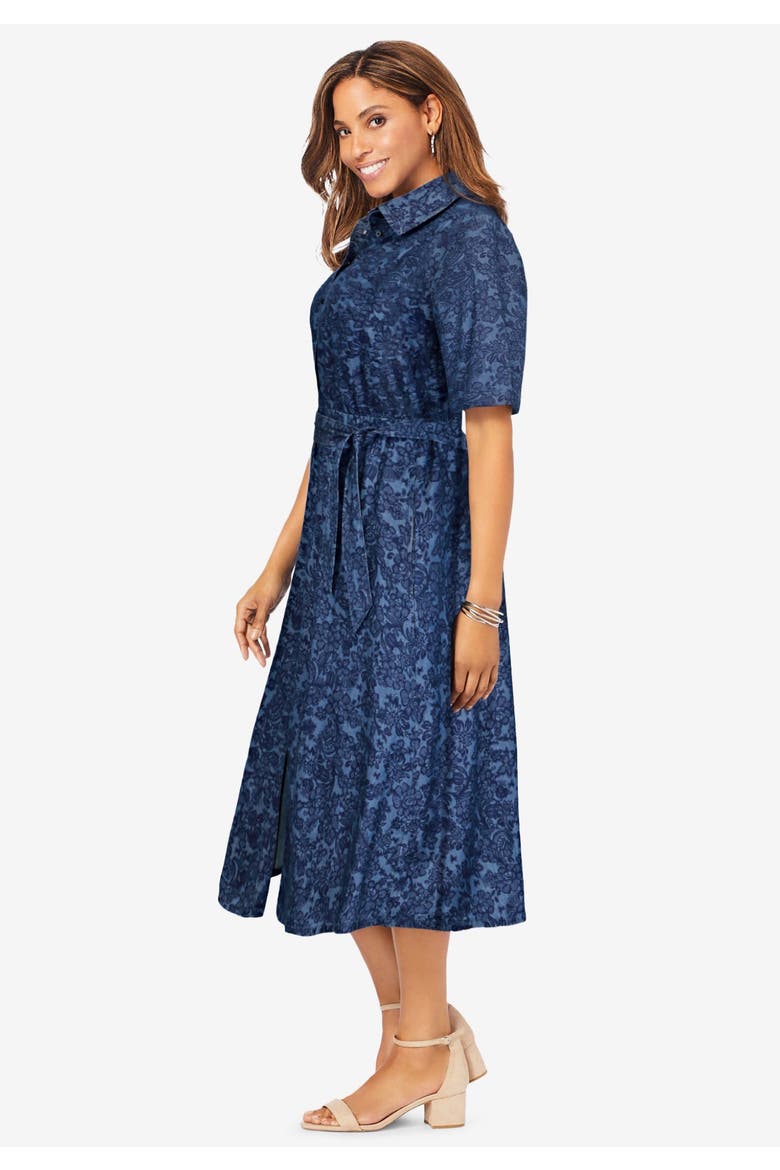 Soft Denim Shirtdress, Alternate, color, BROWN PAINTERLY CHEETAH