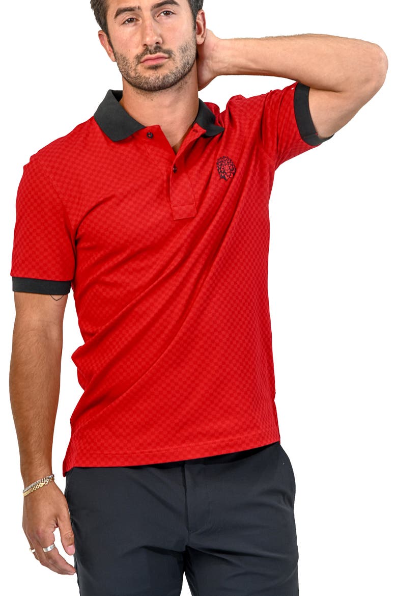Mozartsquaretip Stretch Nylon Polo, Alternate, color, RED