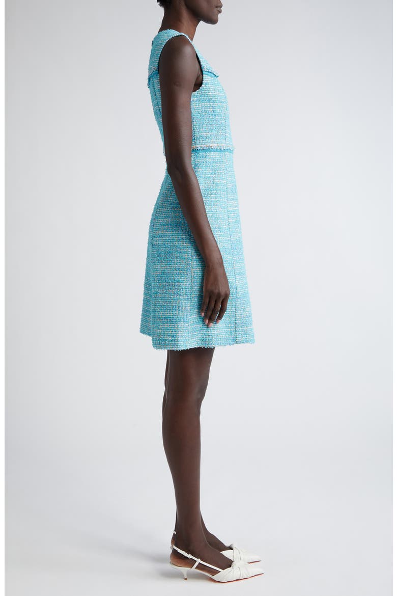 Light Textured Eyelash Tweed A-Line Dress, Alternate, color, DARK TEAL/ SAGE MULTI