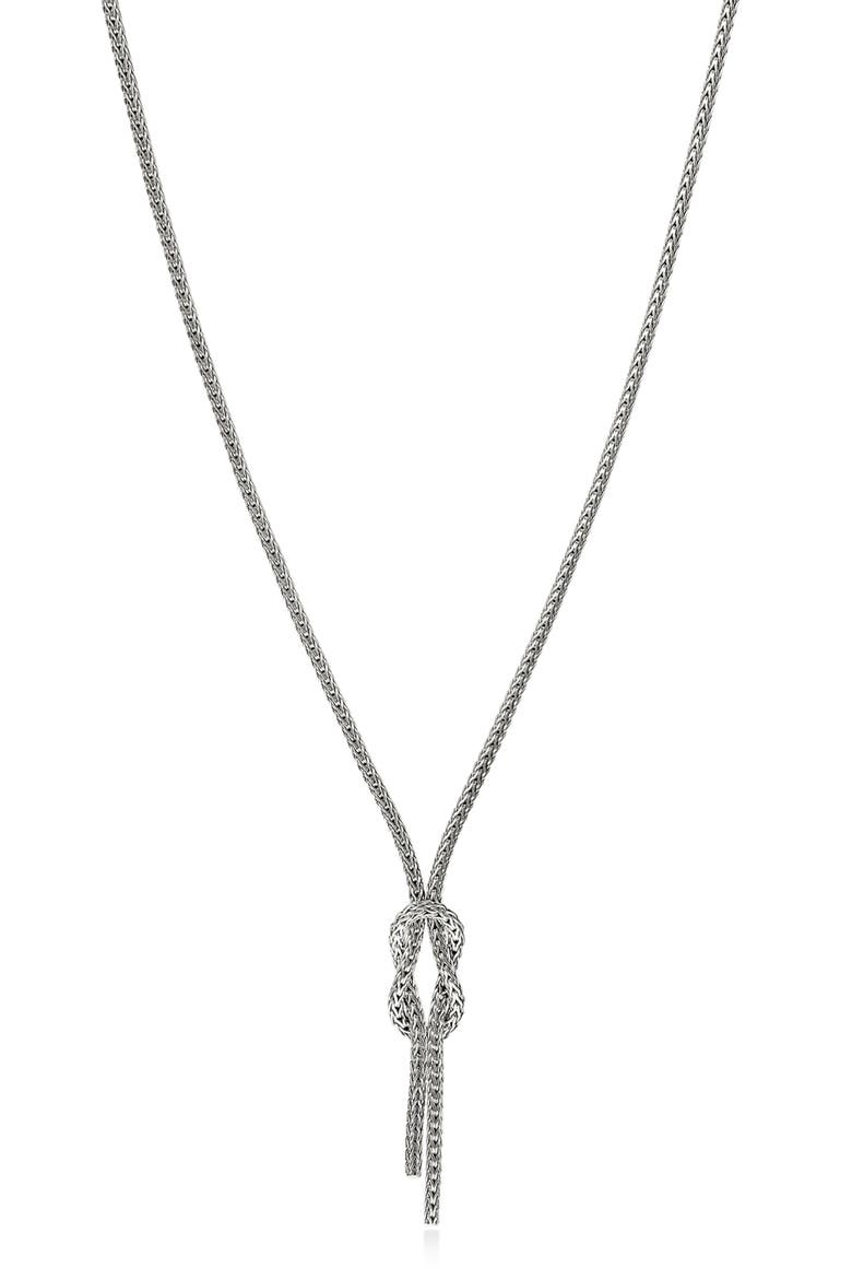 Love Knot Y Necklace, 1.8mm, Main, color, SILVER