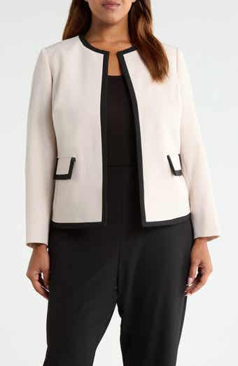 Framed Open Front Stretch Crepe Jacket
