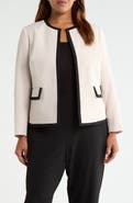KASPER Framed Open Front Stretch Crepe Jacket