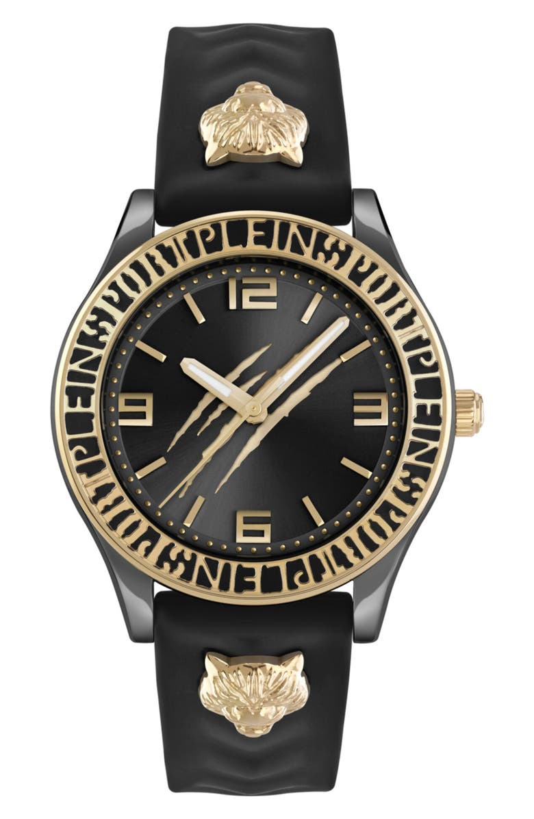 PLEIN SPORT Eclipse Silicone Strap Watch, 36mm, Main, color, Black