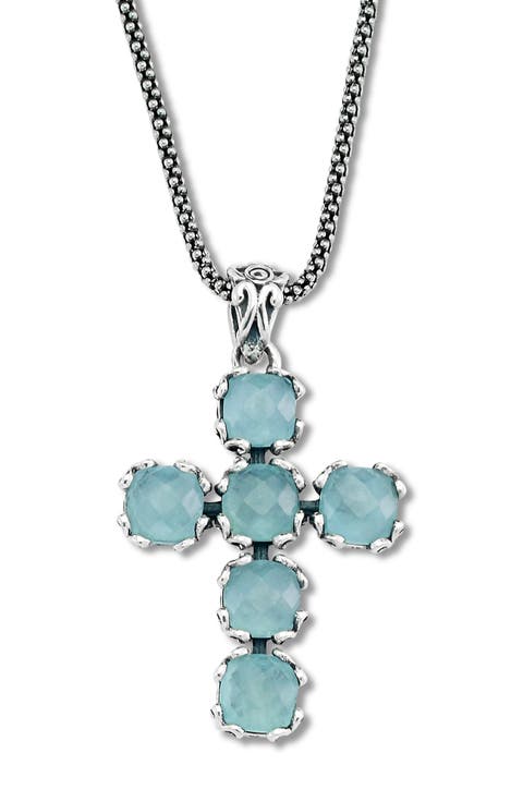 Sterling Silver Birthstone Cross Pendant