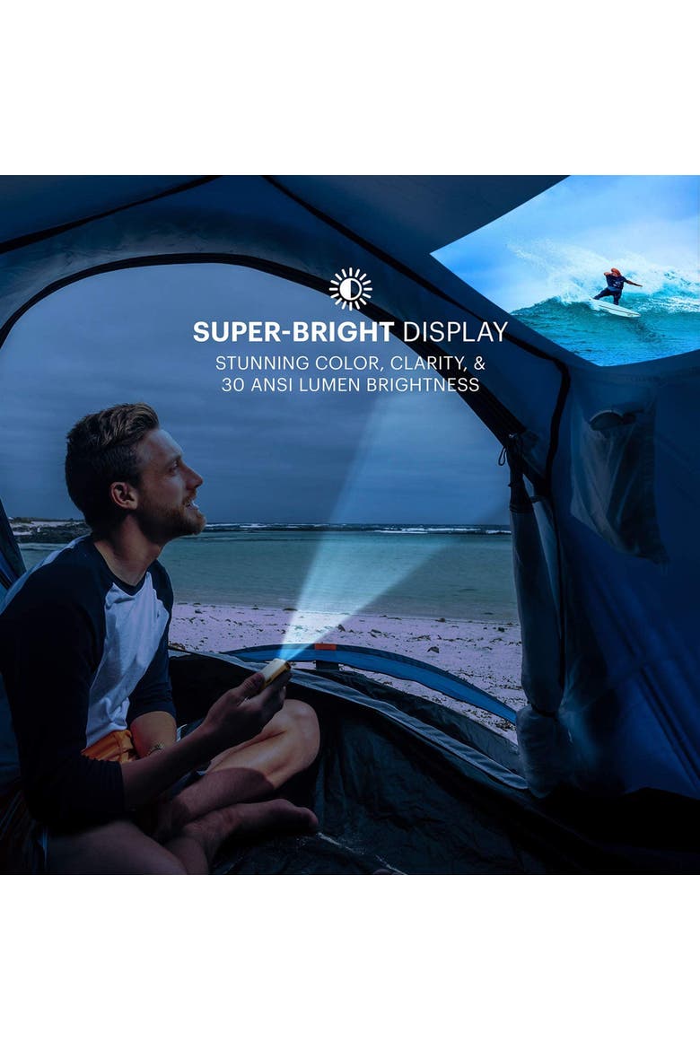 Luma 75 Ultra Mini Projector, Portable Pico Projector w/Built-in Speaker & HD Support, Alternate, color, White