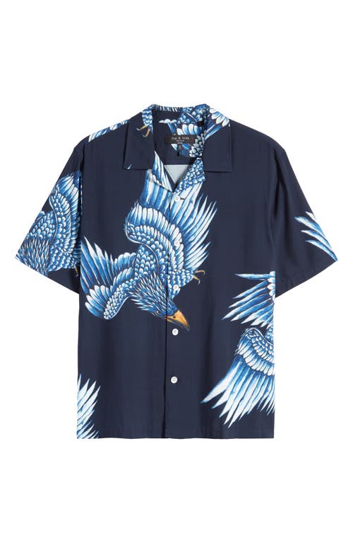 Rag & Bone Men's Avery Eagle Relaxed-fit Camp Shirt In Navy Eagle