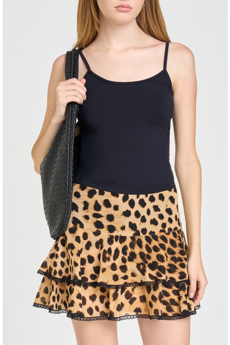 Fae Tiered Miniskirt, Alternate, color, TAN CHEETAH