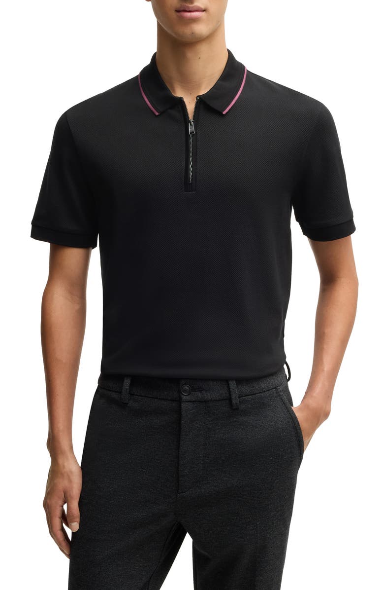 BOSS Paras Quarter Zip Cotton Polo, Main, color, 
