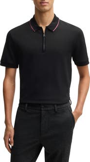 BOSS Paras Quarter Zip Cotton Polo