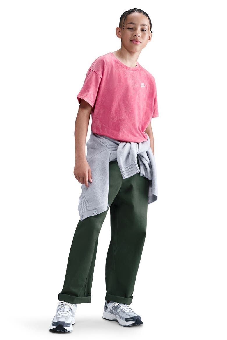 Kids' Sportswear Club Washed Cotton T-Shirt, Main, color, PINKSICLE