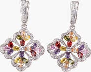Modenaire Crystal Floral Cluster Statement Drop Earrings