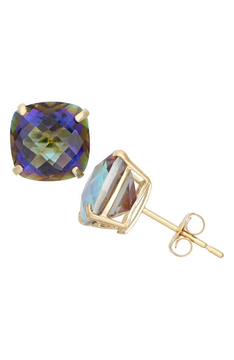 10K Gold Solitaire Garnet Stud Earrings