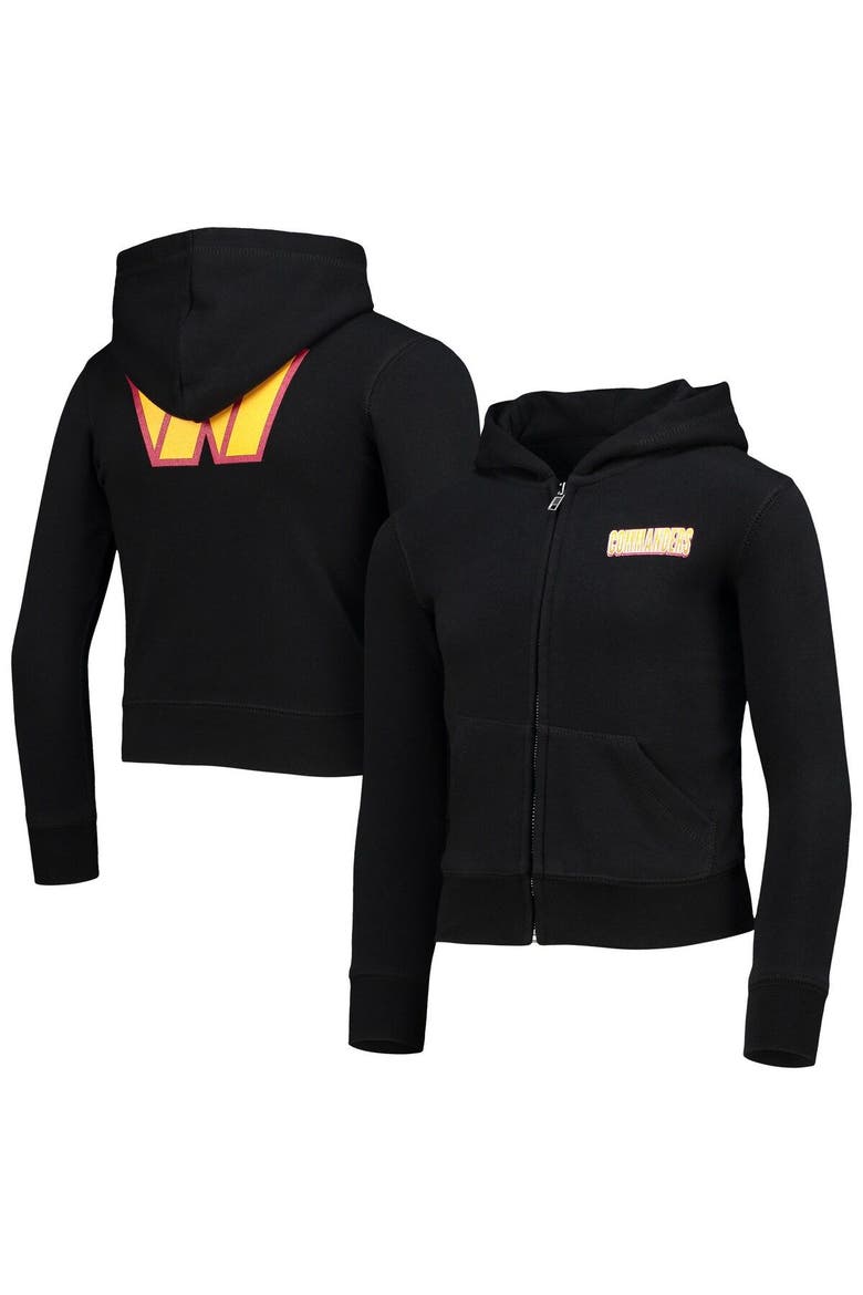 Girls Youth New Era Black Washington Commanders Full-Zip Hoodie, Main, color, Black