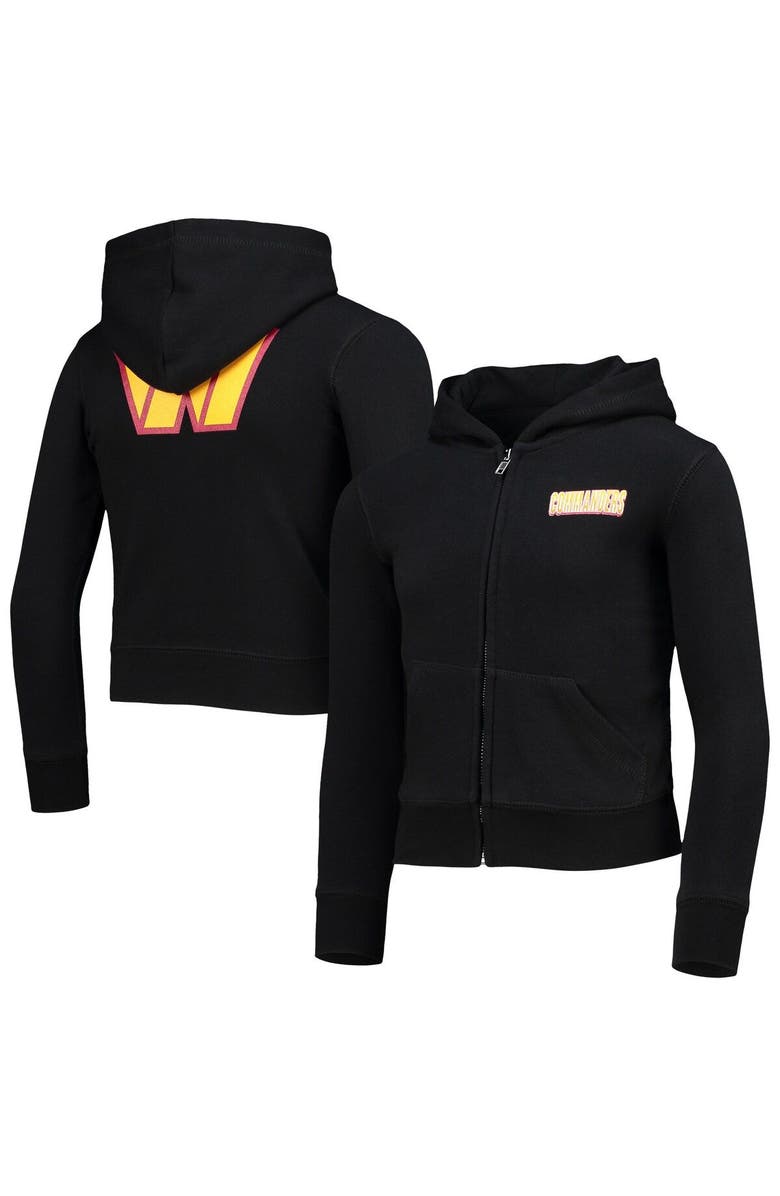 New Era Girls Youth New Era Black Washington Commanders Full-Zip Hoodie, Main, color, Black