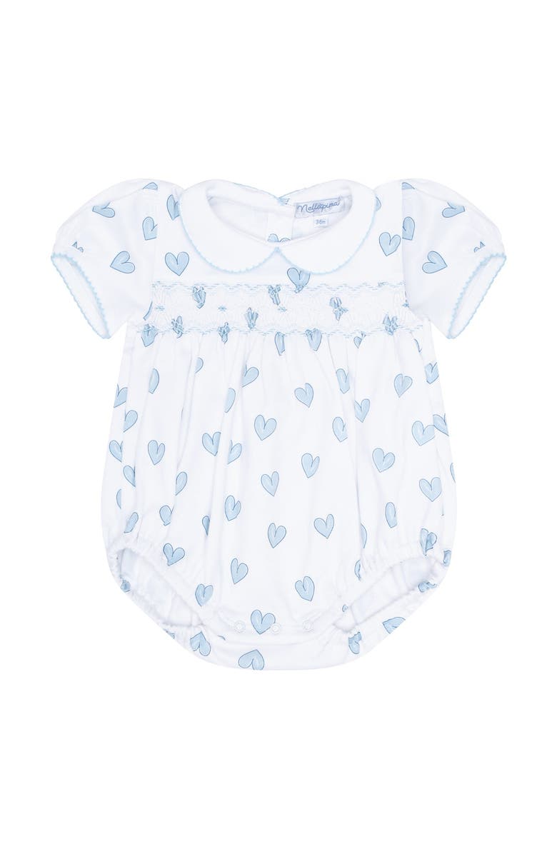 Nellapima Blue Heart Print Smocked Bubble - Baby, Alternate, color, Blue