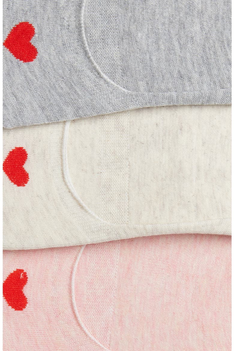 Secret Heart Embroidered No Show Socks, Alternate, color, PINK WHITE GREY