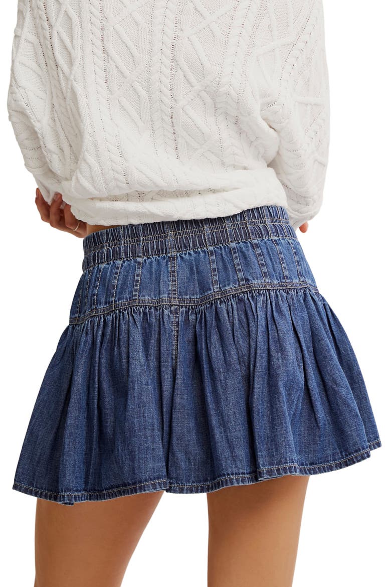 Roselle Drawstring Denim Miniskirt, Alternate, color, HIGH TIDE