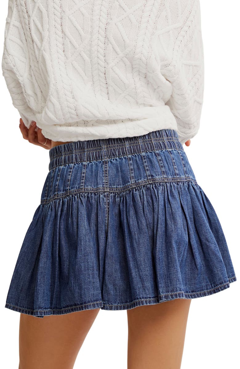 Free People Roselle Drawstring Denim Miniskirt, Alternate, color, High Tide