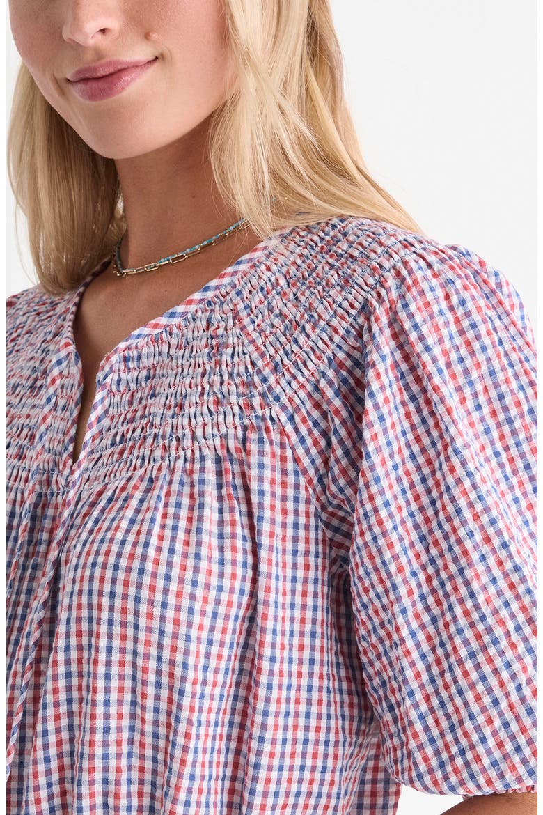 Devin Check Puff Sleeve Top, Alternate, color, MARINER