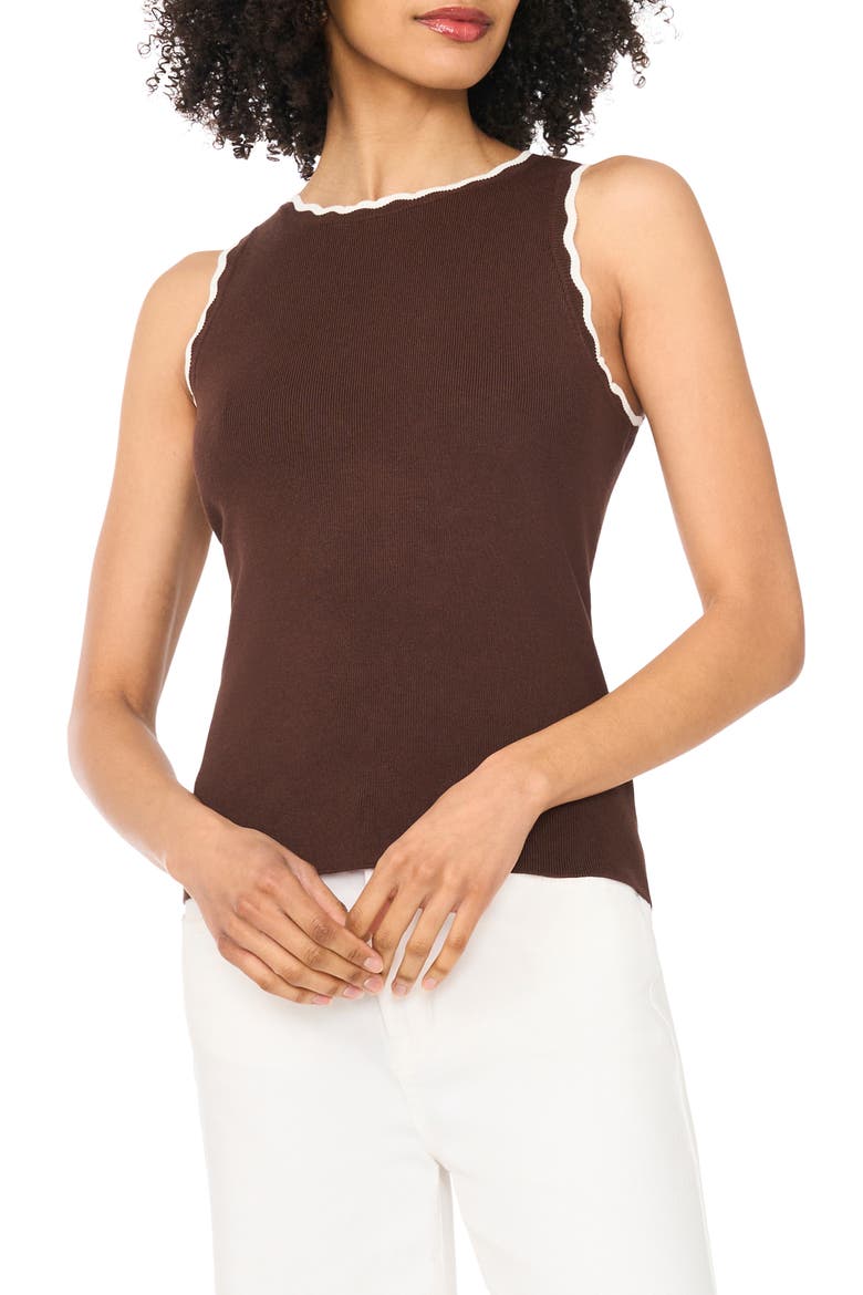 Scallop Tip Sweater Tank, Main, color, CHICORY COFFEE