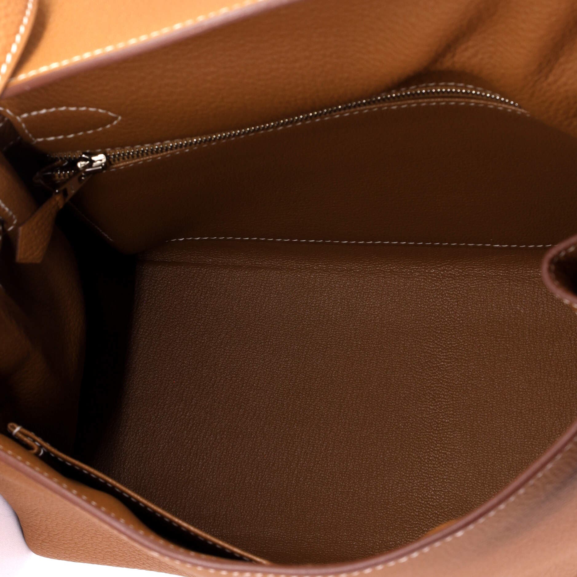 Pre-Owned Hermes Kelly Handbag Brown Togo with Palladium Hardware 28, Alternate, color, Gold