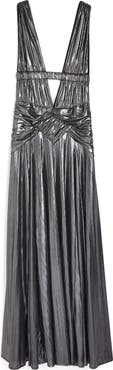 River Island Metallic Plunge Neck Maxi Dress