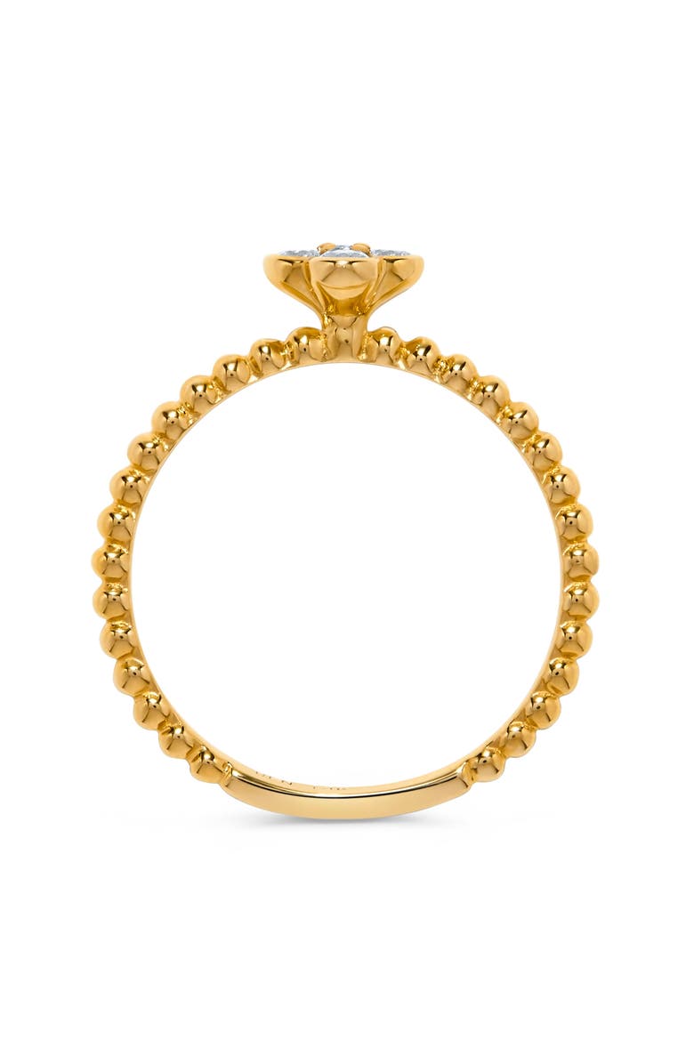 H.J. Namdar 14K Yellow Gold Diamond Clover Beaded Band Ring, Alternate, color, Yellow Gold