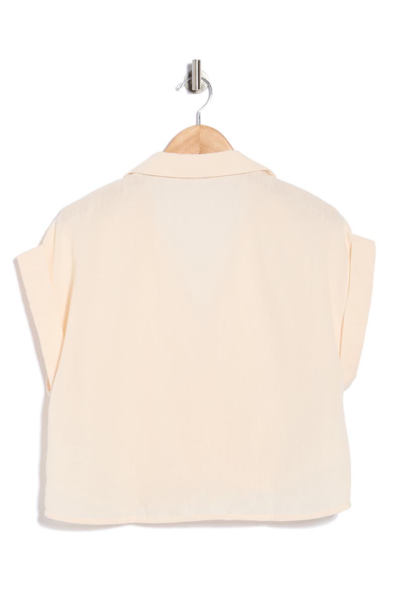 DR2 by Daniel Rainn Johnny Collar Short Sleeve Crop Top, Alternate, color, Natural