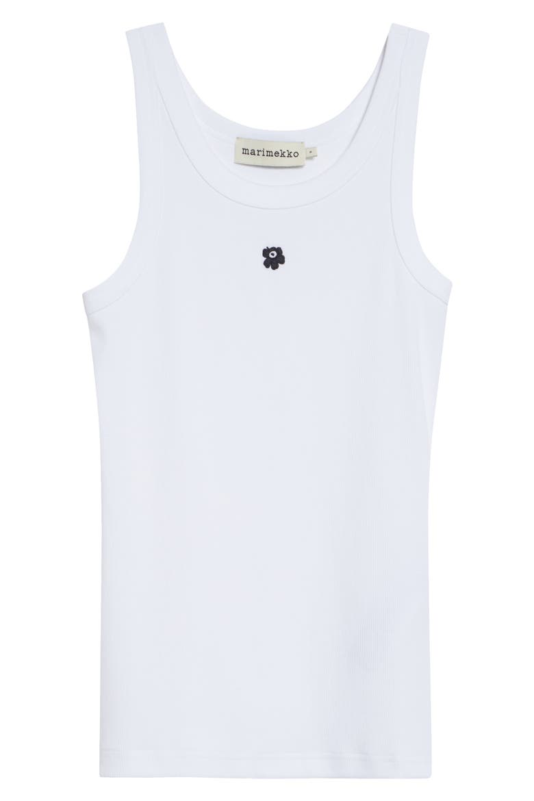 Kedol Unikko Stretch Cotton Rib Tank, Alternate, color, BLACK WHITE