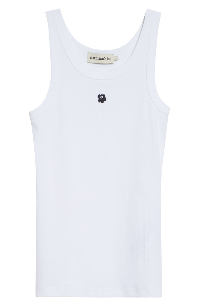 Marimekko Kedol Unikko Stretch Cotton Rib Tank, Main, color, Black White