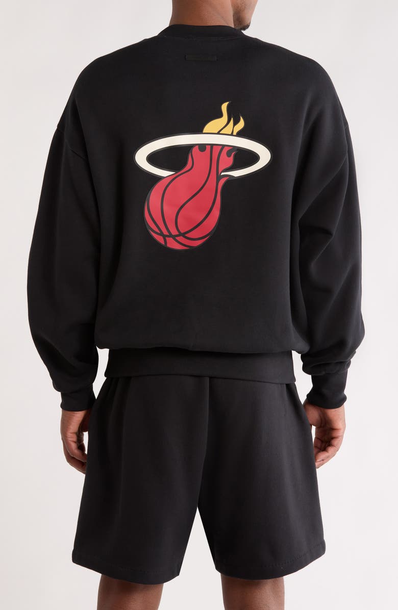 Fear of God Essentials x NBA Heat Sport Fit Crewneck Sweatshirt, Alternate, color, Vintage Black