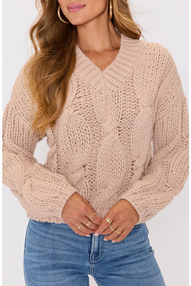 Josephine Chunky V-Neck Sweater, Alternate, color, TAUPE
