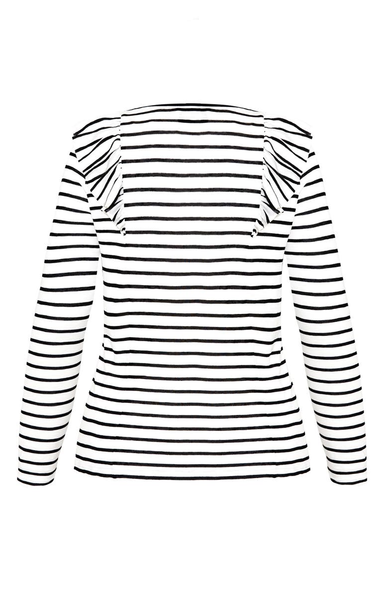 City Chic Nautical Ruffle Long Sleeve Tee, Alternate, color, 