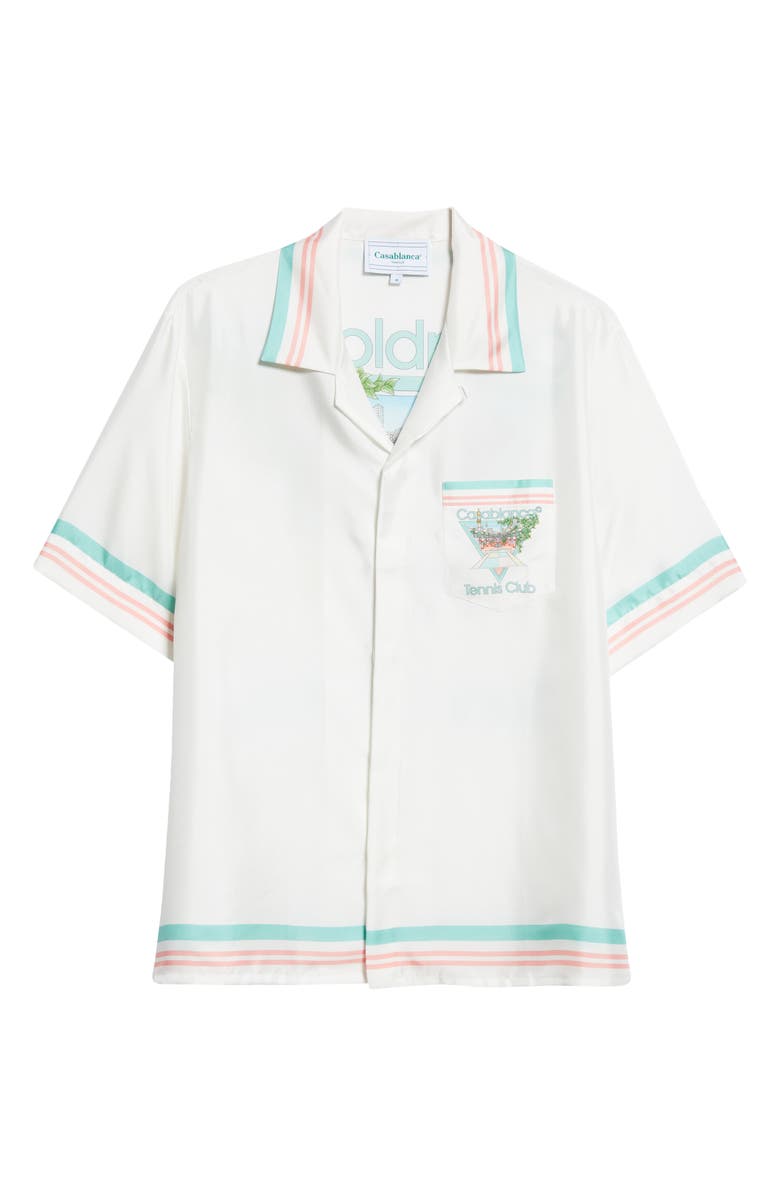 Casablanca Tennis Club Icon Silk Camp Shirt, Alternate, color, 