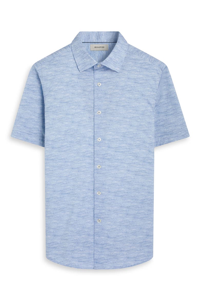 Miles OoohCotton® Space Dye Short Sleeve Button-Up Shirt, Alternate, color, WHITE
