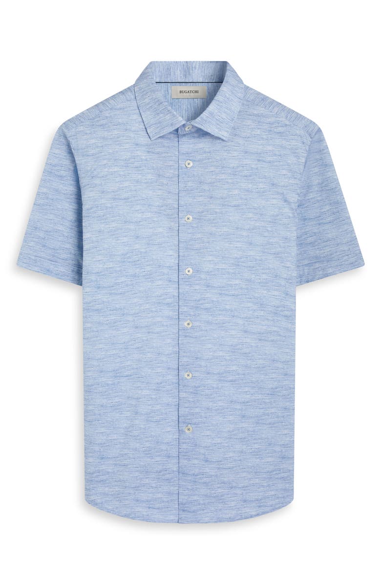 Bugatchi Miles OoohCotton<sup>®</sup> Space Dye Short Sleeve Button-Up Shirt, Alternate, color, White