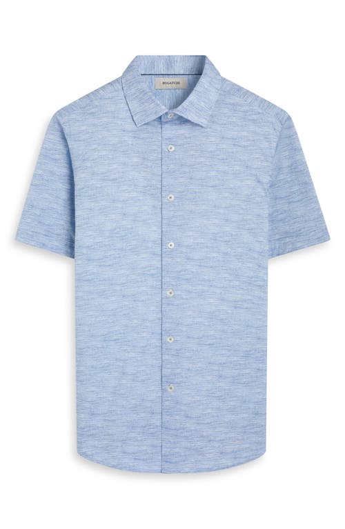 Bugatchi Miles Ooohcotton® Space Dye Short Sleeve Button-up Shirt In White