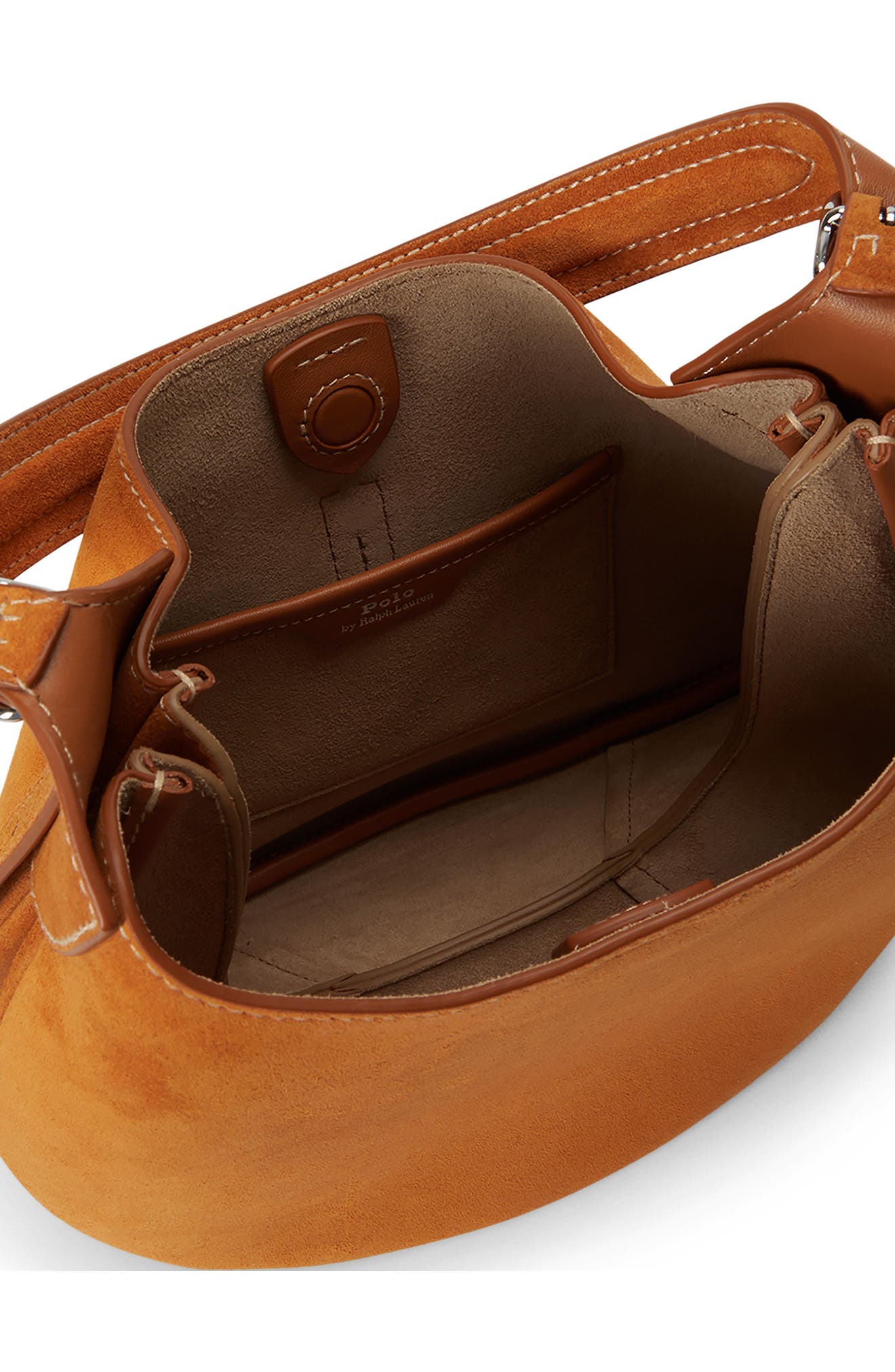 Polo ID Small Suede Shoulder Bag, Alternate, color, TURMERIC