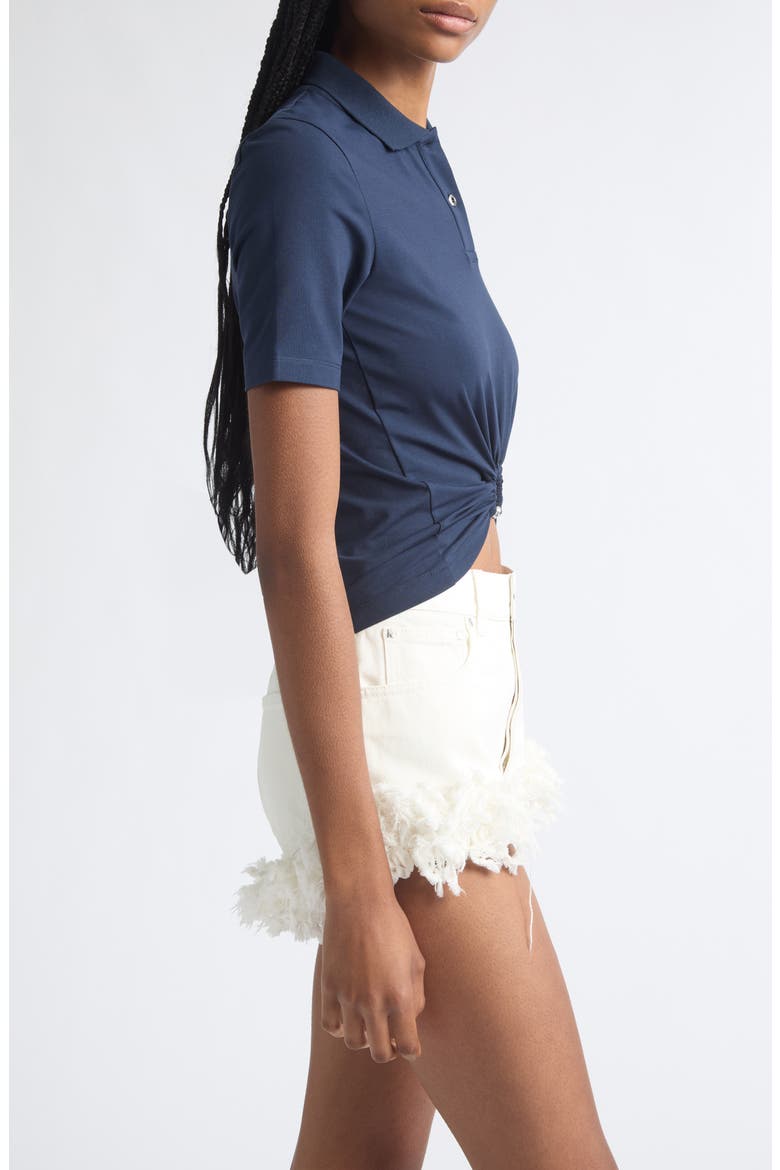 Pierced Stretch Cotton Polo, Alternate, color, DEEP NAVY