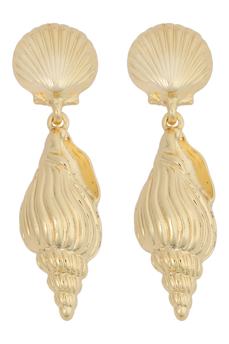 Shell Drop Earrings, Main, color, GOLD