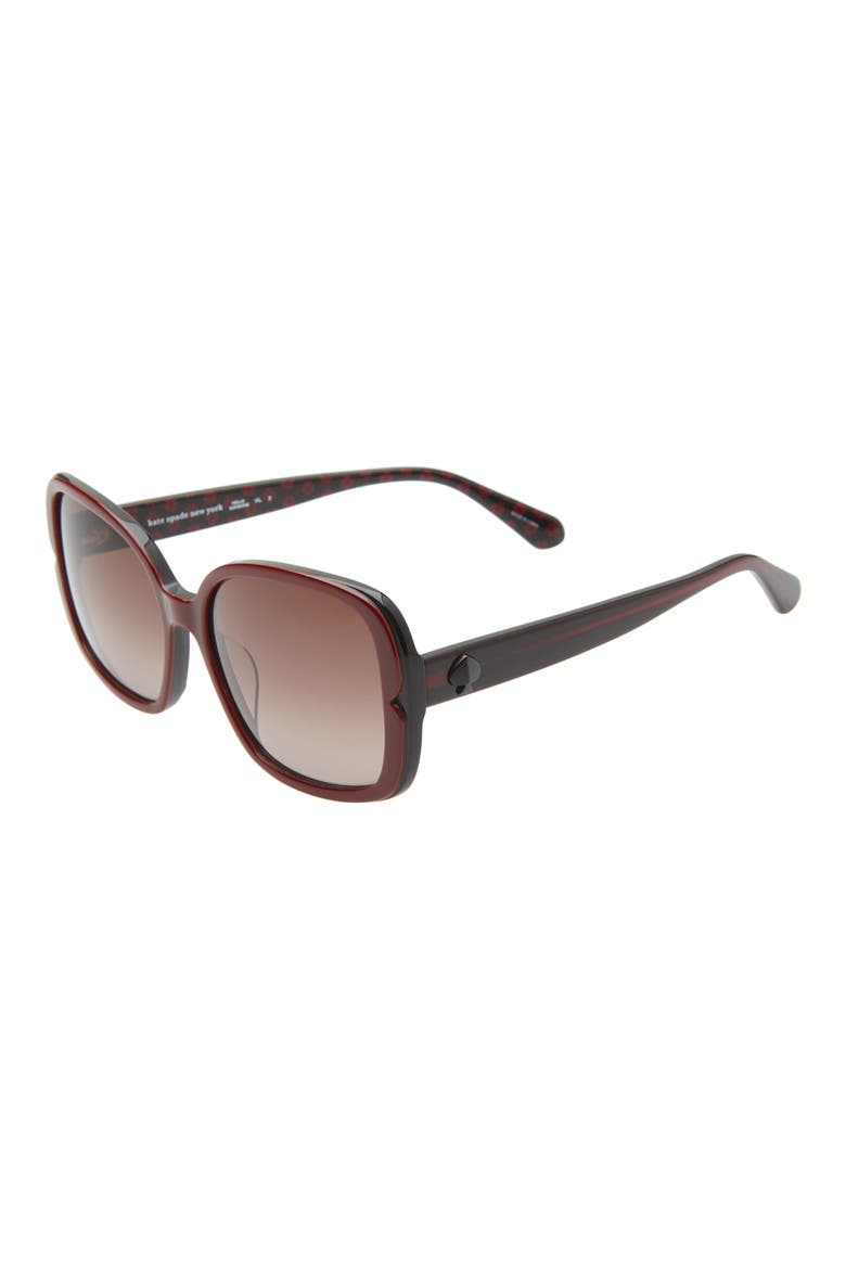 elianna 55mm square polarized sunglasses, Alternate, color, BURGUNDY PATTERN/ BROWN