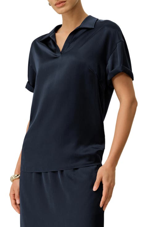 LILYSILK Women's Washable Silk Charmeuse Polo Top