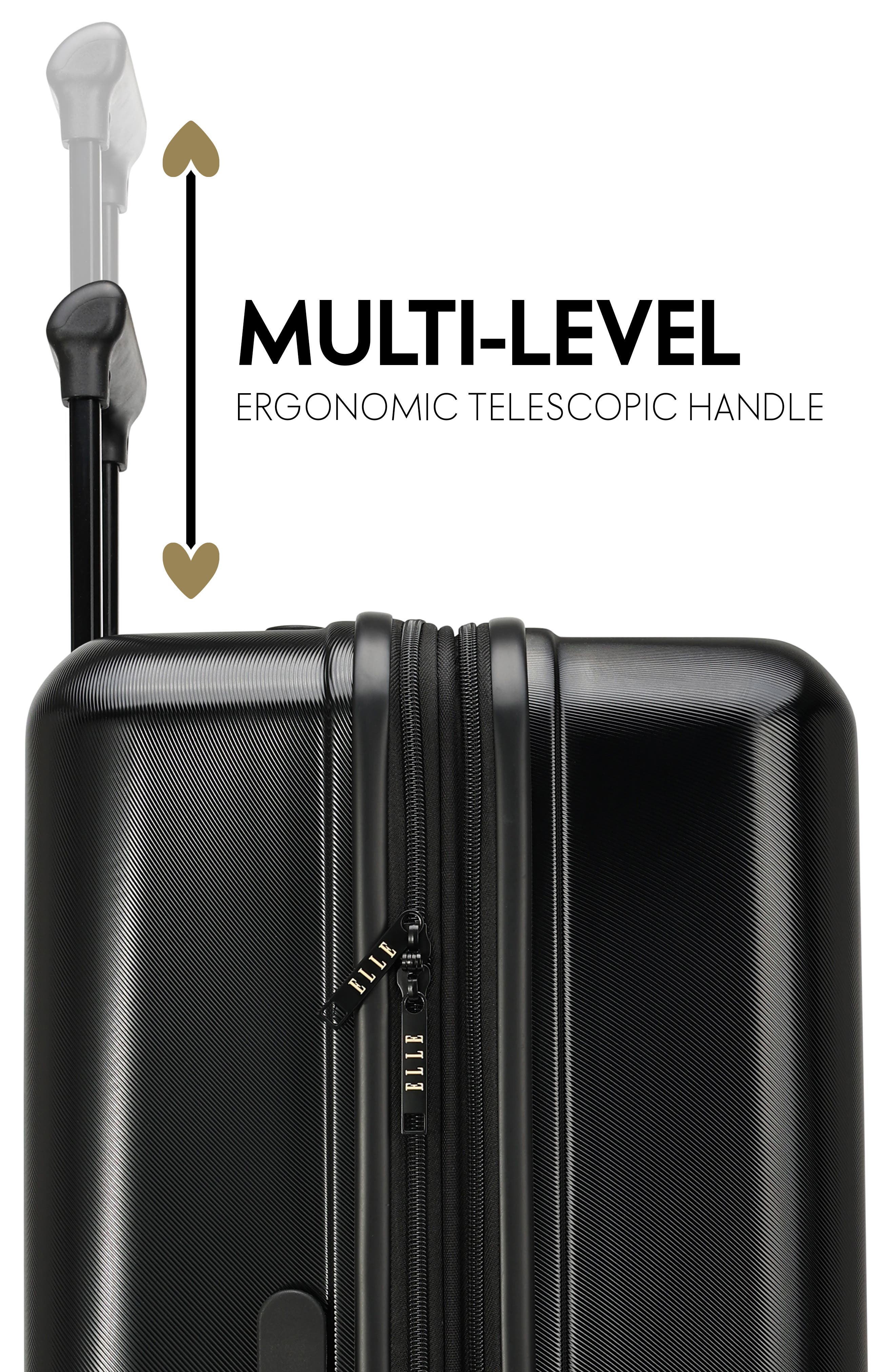 ELLE Expedition 3 Piece Expandable Polycarbonate Spinner Luggage Set, Alternate, color, Black