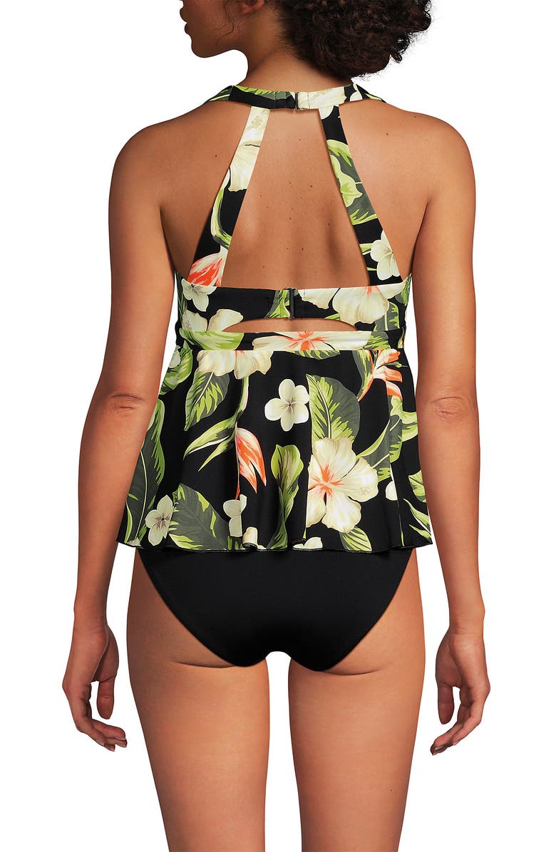 Lands' End Sweetheart Fauxkini One Piece, Alternate, color, Hibiscus Floral/Black