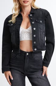 Bayeas Puff Shoulder Crop Denim Jacket