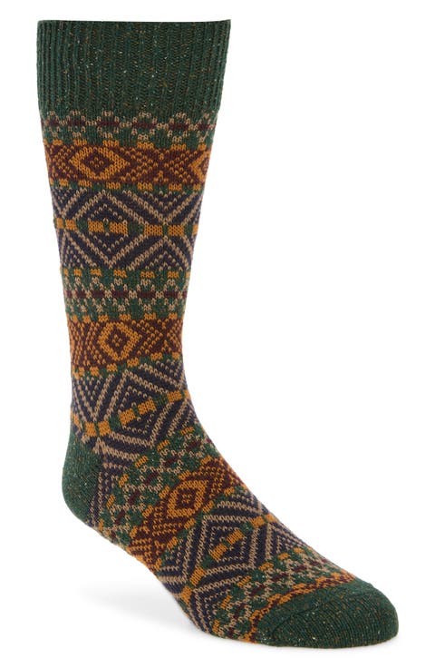 Beck Fair Isle Merino Wool Blend Crew Socks